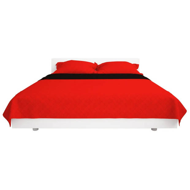 vidaXL Dubbelzijdige quilt bedsprei rood en zwart 230x260 cm