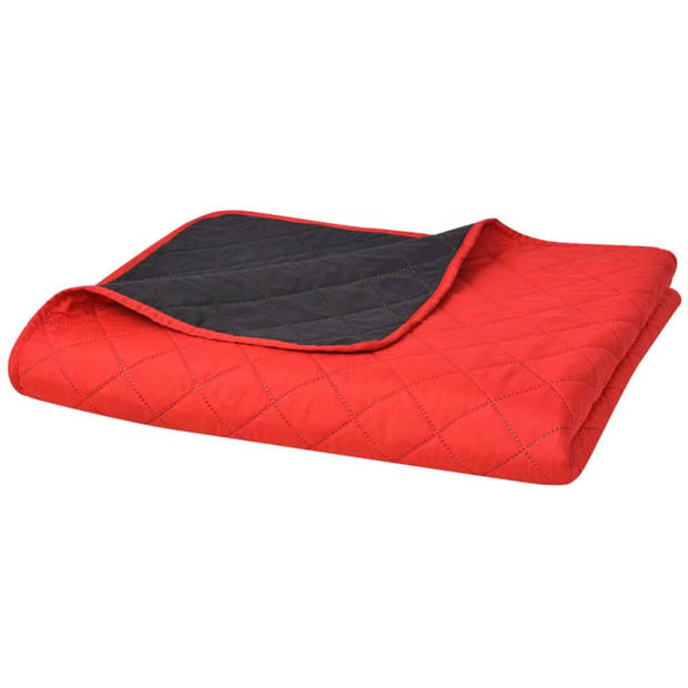 vidaXL Dubbelzijdige quilt bedsprei rood en zwart 220x240 cm