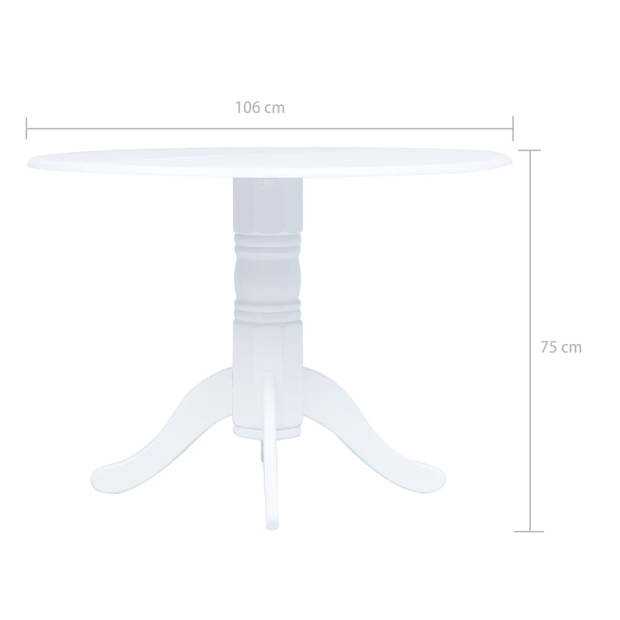 vidaXL Eettafel 106 cm massief rubberwood wit