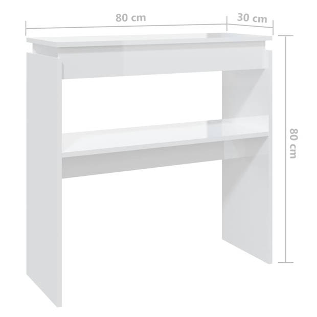 The Living Store Consoletafel - Spaanplaat - 80 x 30 x 80 cm - Hoogglans wit