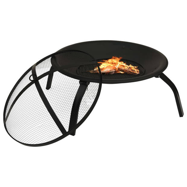 vidaXL Vuurschaal en barbecue 2-in-1 met pook 56x56x49 cm staal