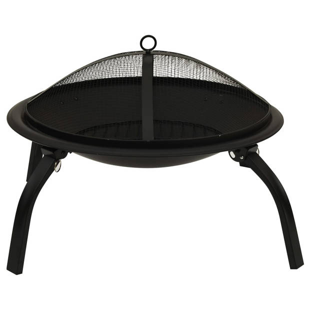 vidaXL Vuurschaal en barbecue 2-in-1 met pook 56x56x49 cm staal