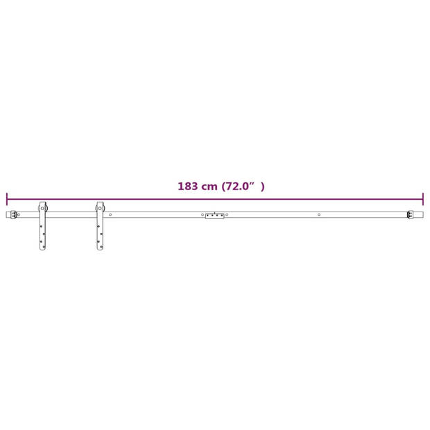 vidaXL Ophangset voor minischuifdeur 183 cm koolstofstaal wit