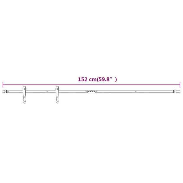 vidaXL Ophangset voor minischuifdeur 152 cm koolstofstaal wit