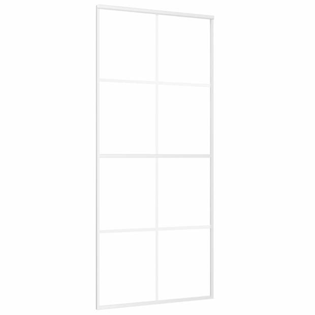 vidaXL Schuifdeur 90x205 cm mat ESG-glas en aluminium wit