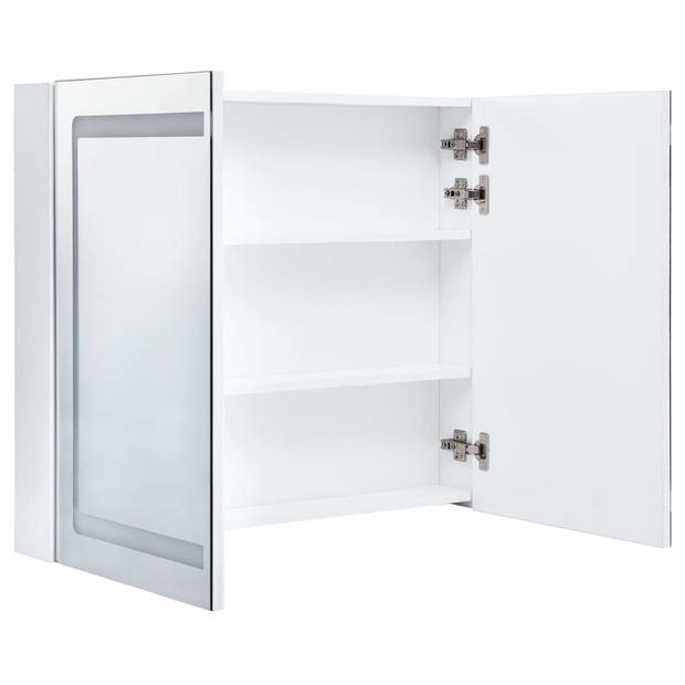 The Living Store LED-wandspiegelkast - 80 x 12.2 x 68 cm - wit en zilver - MDF met melamine-afwerking