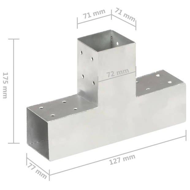 vidaXL Paalverbindingen 4 st T-vorm 71x71 mm gegalvaniseerd metaal