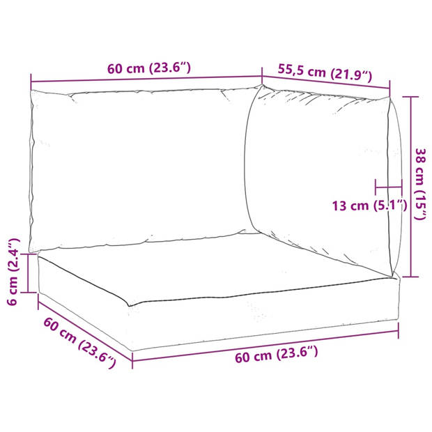 vidaXL Palletkussens 3 st oxford stof beige