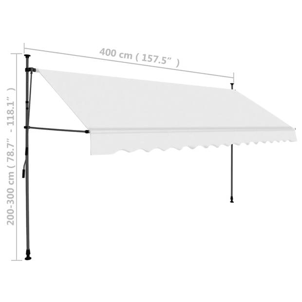 vidaXL Luifel handmatig uitschuifbaar met LED 400 cm crèmekleurig