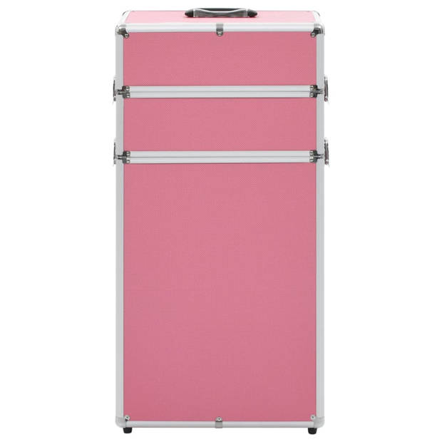 vidaXL Make-up trolley aluminium roze