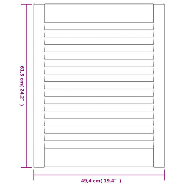 vidaXL Kastdeuren met lamellen 4 st 61,5x49,4 cm grenenhout wit