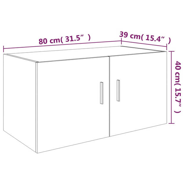 vidaXL Hangkast 80x39x40 cm bewerkt hout gerookt eikenkleurig