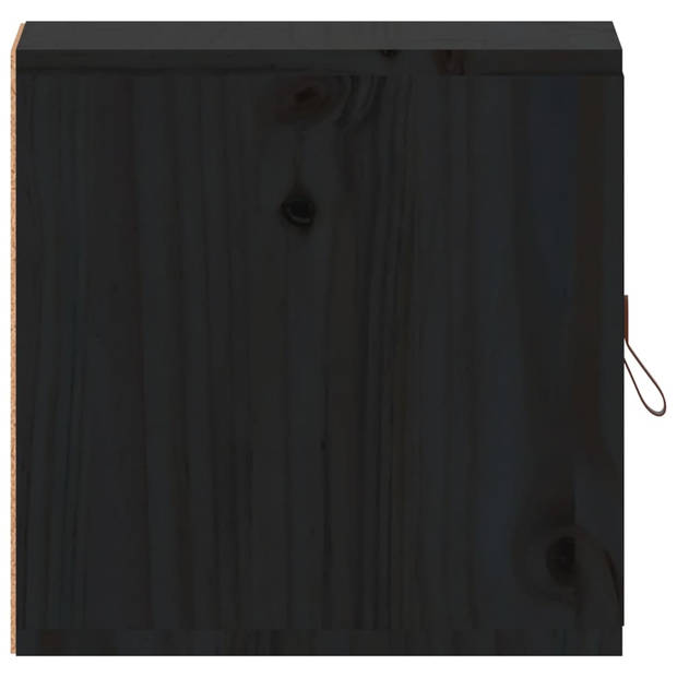 The Living Store Zwevende Wandkast - massief grenenhout - 31.5 x 30 x 30 cm - zwart (set van 2)