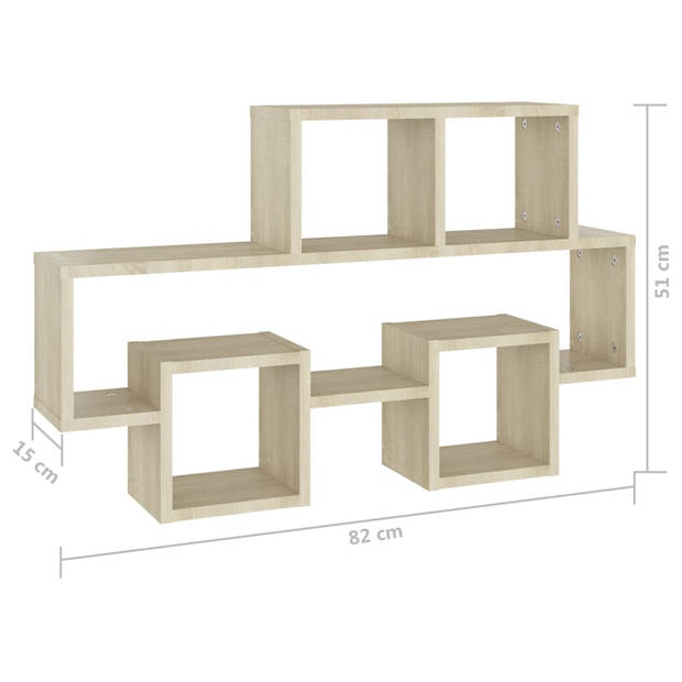 vidaXL Wandschap auto-vormig 82x15x51 cm bewerkt hout sonoma eiken