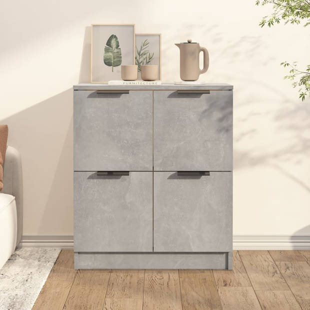 The Living Store Houten Dressoir - Bijzetkast - 60 x 30 x 70 cm - Betongrijs