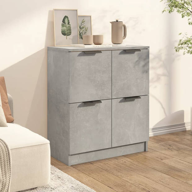 The Living Store Houten Dressoir - Bijzetkast - 60 x 30 x 70 cm - Betongrijs