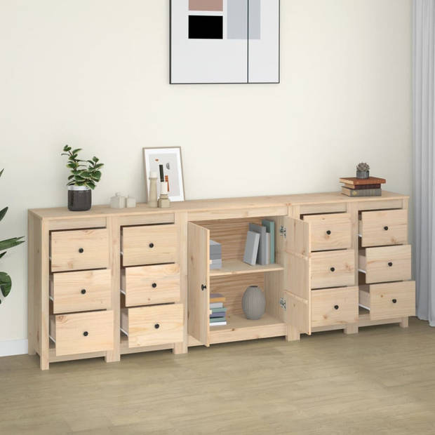 The Living Store Dressoir Grenenhout - Massief Rustiek - 230 x 35 x 80 cm - Veel opbergruimte