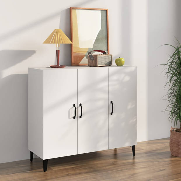 The Living Store Dressoir - Industriële stijl - 90 x 34 x 80 cm - Wit