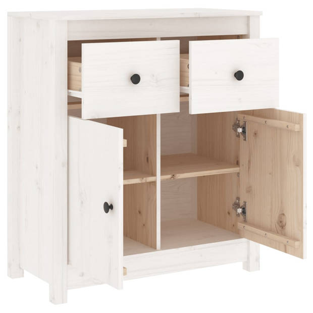 The Living Store Dressoir Grenenhout - 70 x 35 x 80 cm - Wit