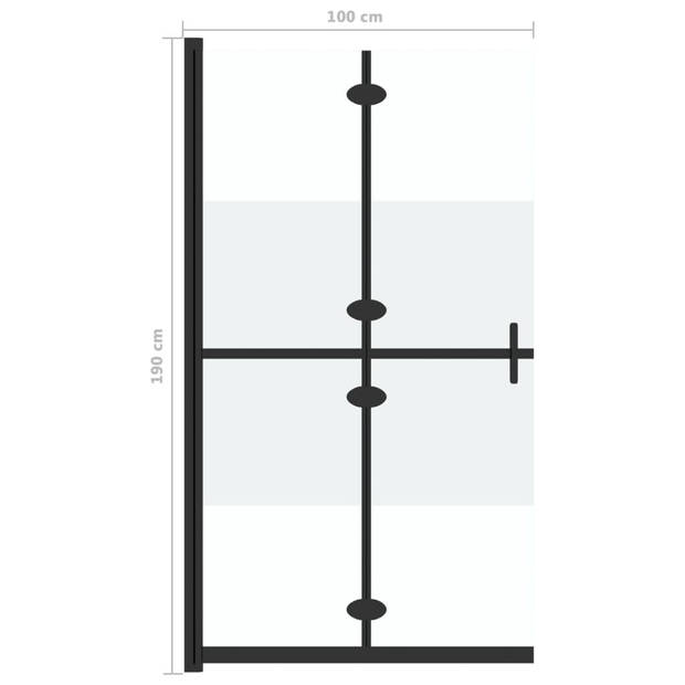 vidaXL Inloopdouchewand inklapbaar 100x190 cm ESG-glas halfmat