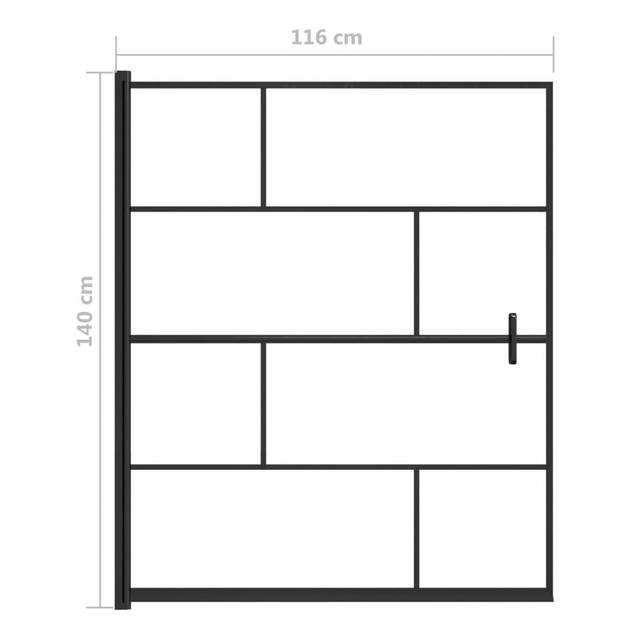 vidaXL Douchewand 116x140 cm ESG zwart