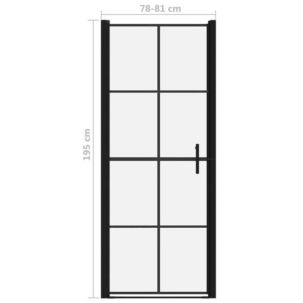 vidaXL Douchedeuren 81x195 cm gehard glas zwart