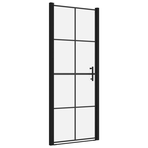 vidaXL Douchedeuren 81x195 cm gehard glas zwart