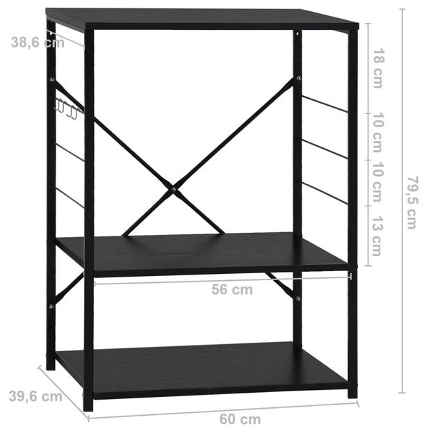 vidaXL Magnetronkast 60x39,6x79,5 cm bewerkt hout zwart