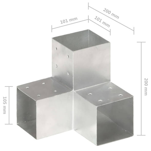 vidaXL Paalverbindingen 4 st Y-vorm 101x101 mm gegalvaniseerd metaal