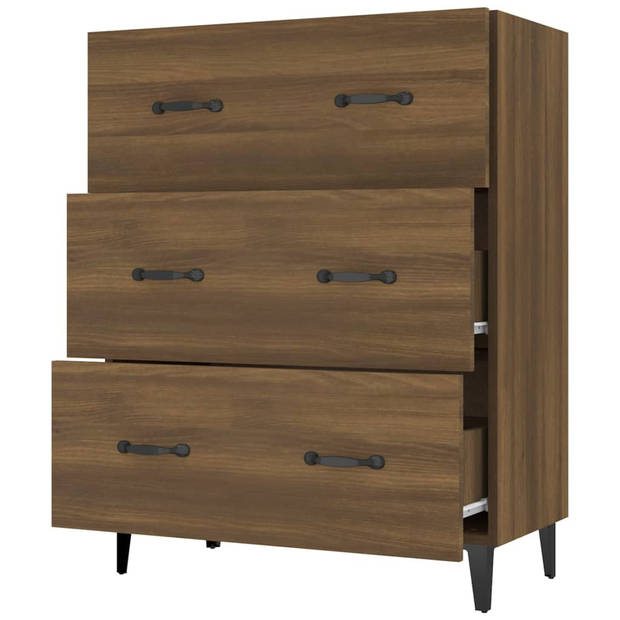 The Living Store dressoir Classic Bruineiken - 69.5 x 34 x 90 cm - bewerkt hout