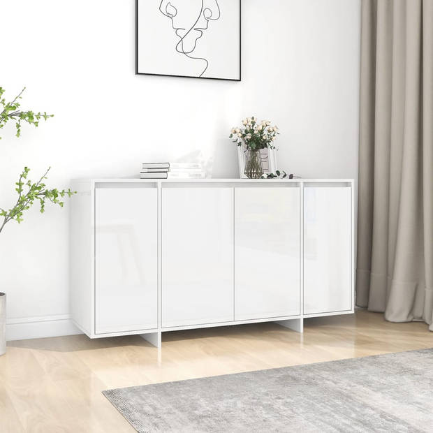 The Living Store Dressoir Melville - Bijzetkast - 135x41x75 cm - Hoogglans wit