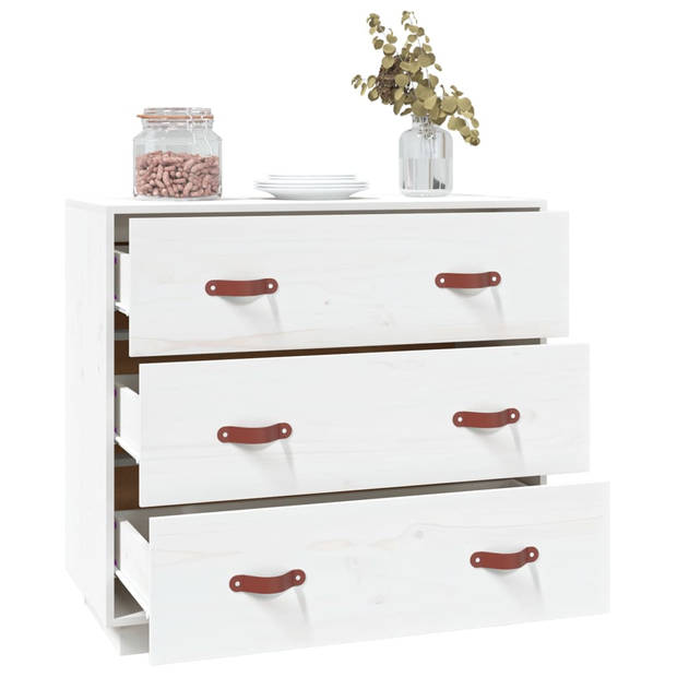 The Living Store Dressoir Grenenhout - 80 x 40 x 75 cm - Wit