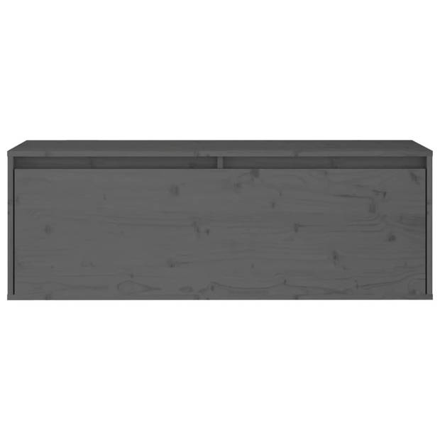 The Living Store Zwevende Kast - 100x30x35 cm - Massief Grenenhout - Grijs