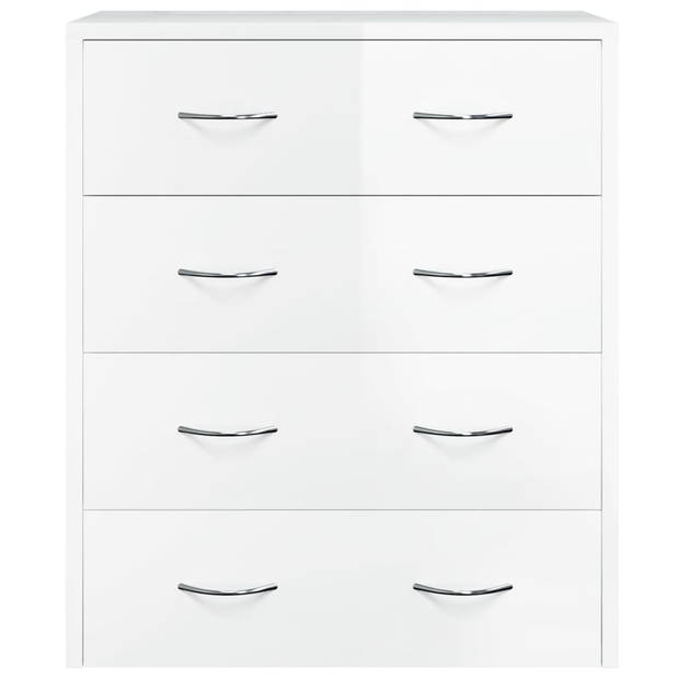 The Living Store Dressoir High Gloss White - 60 x 30.5 x 71 cm - 4 lades