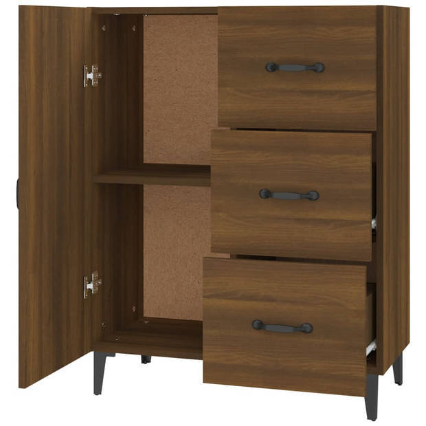 The Living Store Dressoir Classic - bruineiken - 69.5 x 34 x 90 cm - bewerkt hout