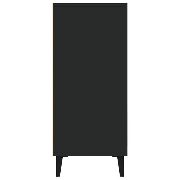 The Living Store Dressoir - Industriële stijl - Zwart - 90 x 34 x 80 cm - Bewerkt hout