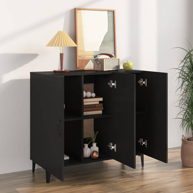 The Living Store Dressoir - Industriële stijl - Zwart - 90 x 34 x 80 cm - Bewerkt hout