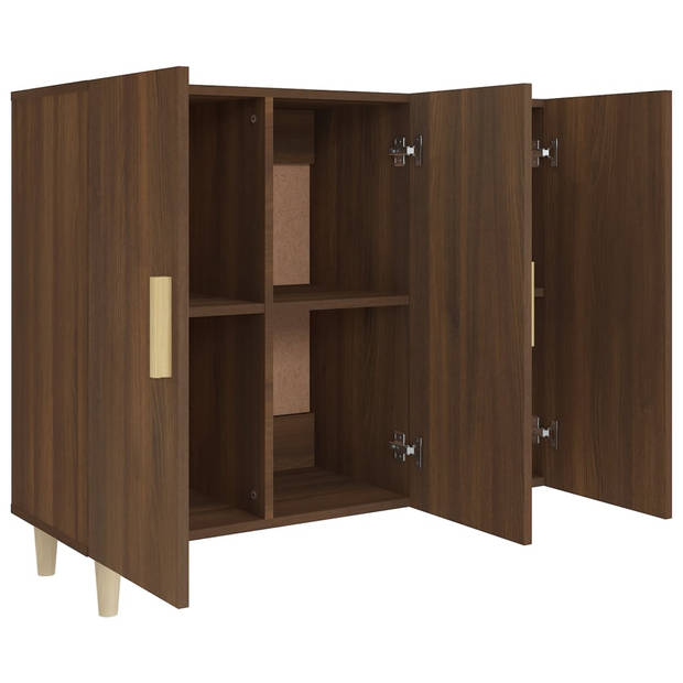 The Living Store Dressoir Buffetkast - 90 x 34 x 80 cm - Bruineiken - Gemakkelijk schoon te maken