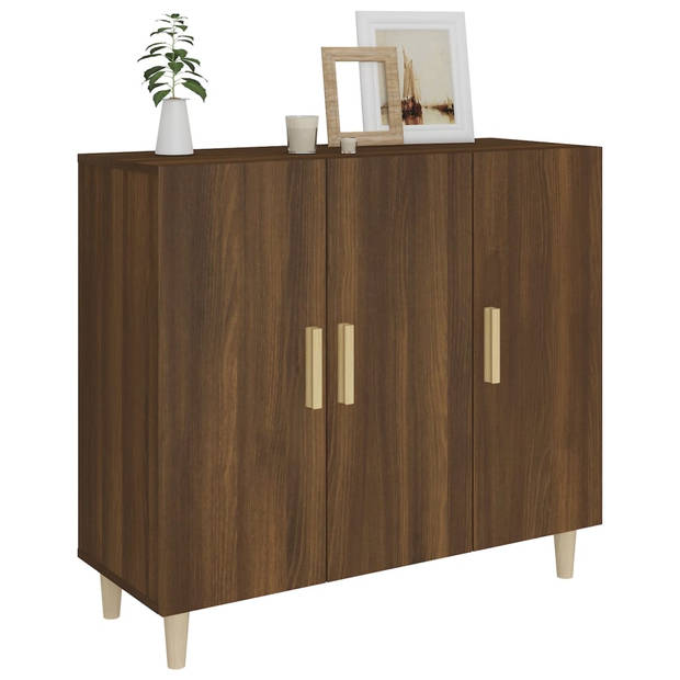 The Living Store Dressoir Buffetkast - 90 x 34 x 80 cm - Bruineiken - Gemakkelijk schoon te maken