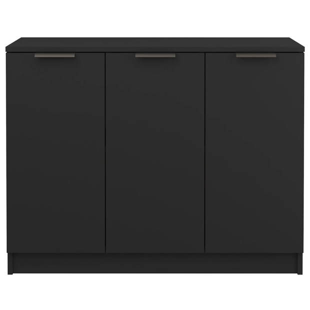 The Living Store Houten Dressoir - Bijzetkast - 90.5 x 30 x 70 cm - Bewerkt Hout Zwart