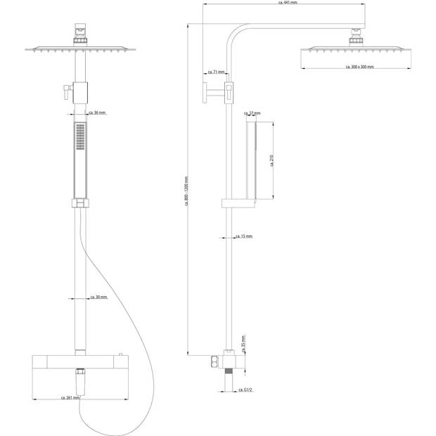 SCHÜTTE Douchesysteem SUMBA dubbel thermostatisch