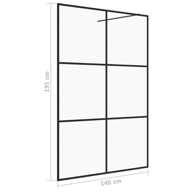 vidaXL Inloopdouchewand 140x195 cm ESG-glas transparant en zwart