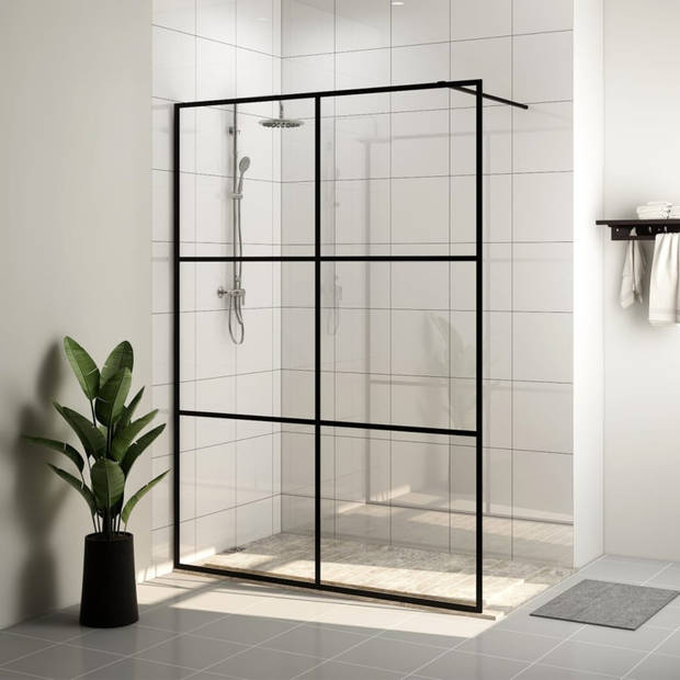 vidaXL Inloopdouchewand 140x195 cm ESG-glas transparant en zwart