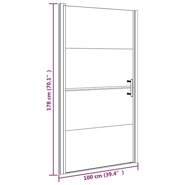 vidaXL Douchedeur halfmat 100x178 cm gehard glas zwart