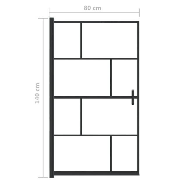 vidaXL Douchewand 80x140 cm ESG zwart