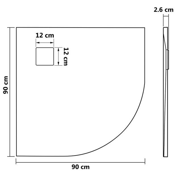 vidaXL Douchebak 90x90 cm SMC grijs