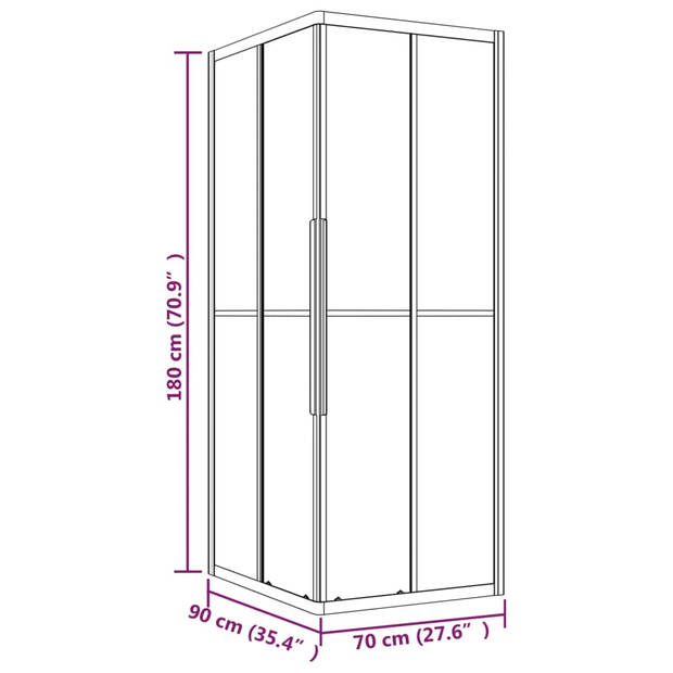 vidaXL Douchecabine 90x70x180 cm mat ESG