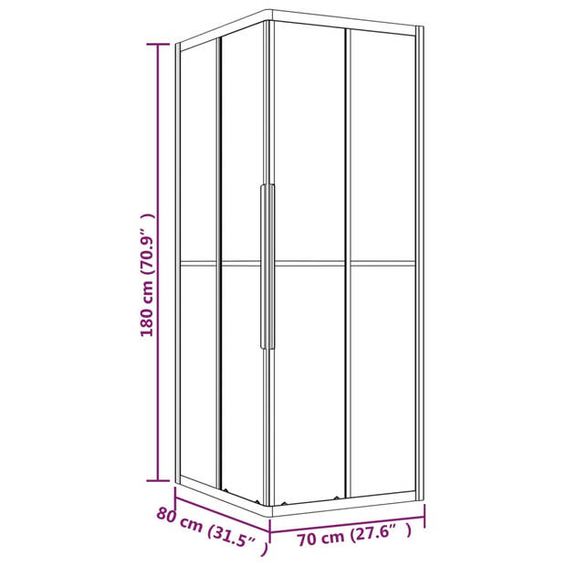 vidaXL Douchecabine 80x70x180 cm mat ESG