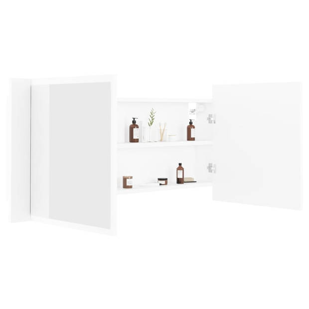 The Living Store Badkamerspiegelkast - 100 x 12 x 45 cm - RGB-licht en acrylspiegel