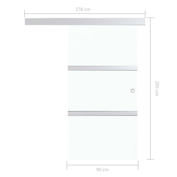 vidaXL Schuifdeur met zachte stops 90x205 cm ESG-glas en aluminium